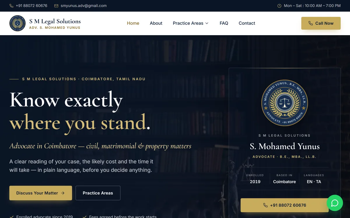 S M Legal Solutions website