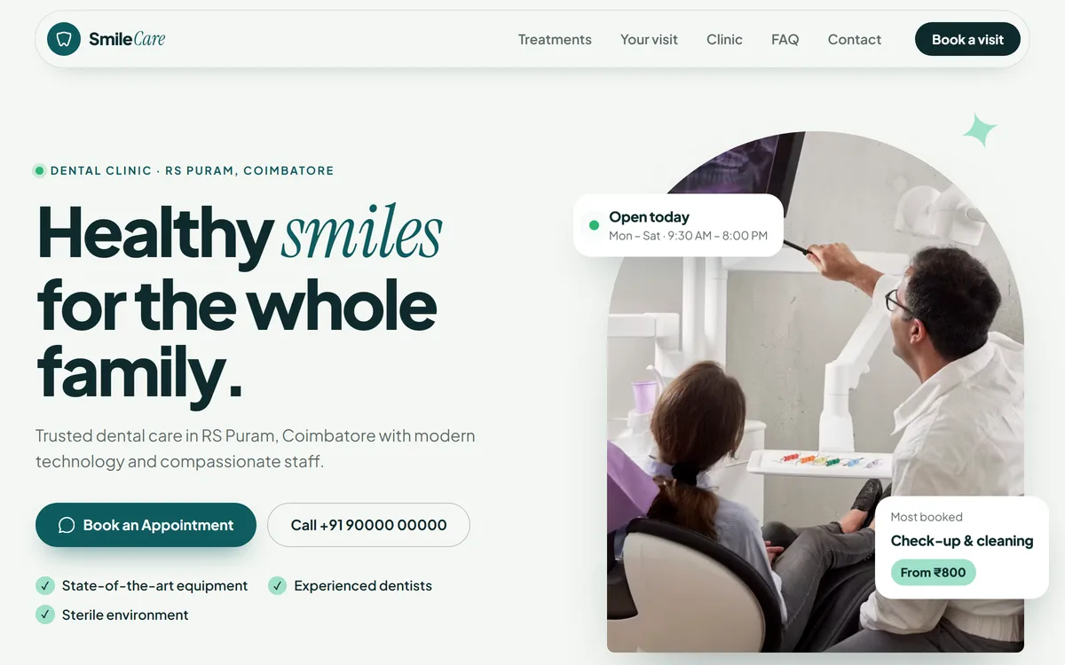 Smile Care Dental demo website